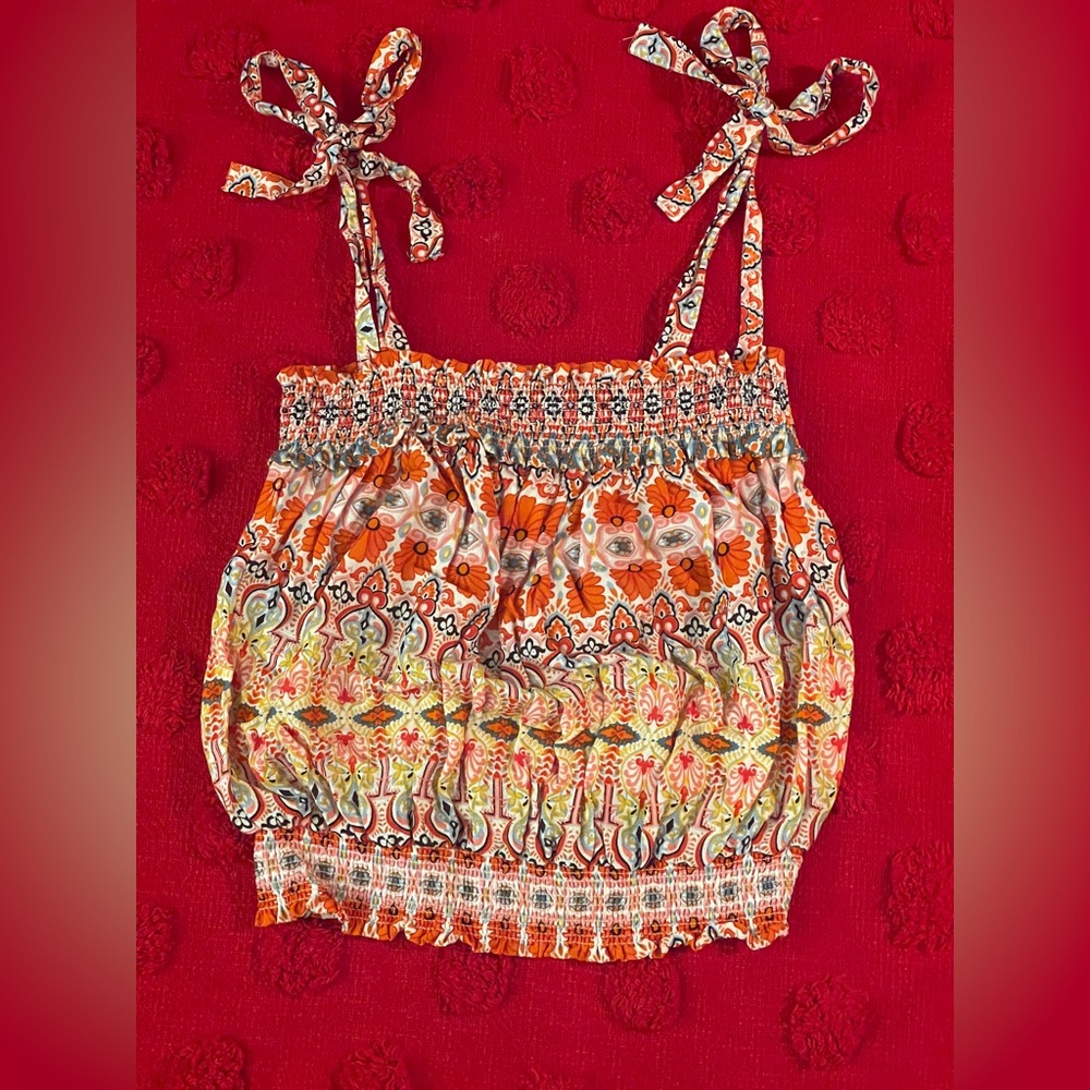 Rachel Zoe Orange and Green Floral Camisole